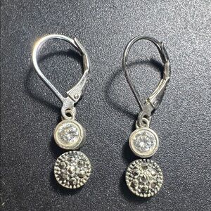 Judith Jack dangle earrings marcasite round minimalist elegant